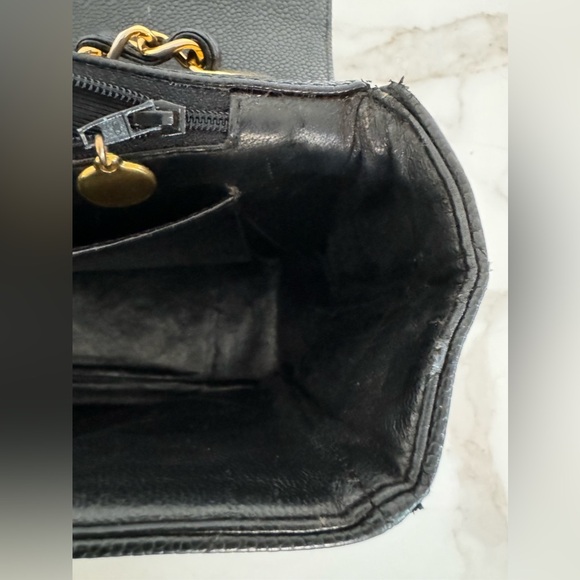 CHANEL CHEVRON CAVIAR HALF FLAP XL black circa 1990’s - Picture 6 of 12
